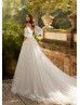 Beaded Ivory Lace Tulle Sweet Wedding Dress With Detachable Sleeves